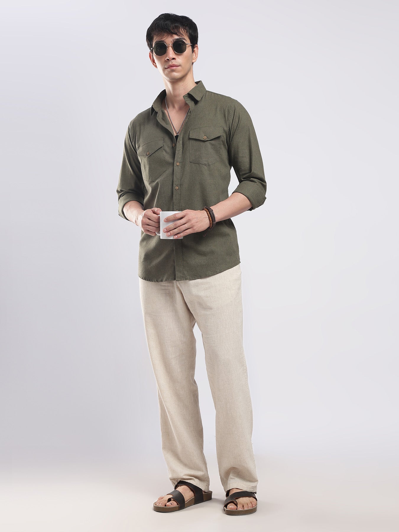 Olive Moss Utility Cotton Shirt