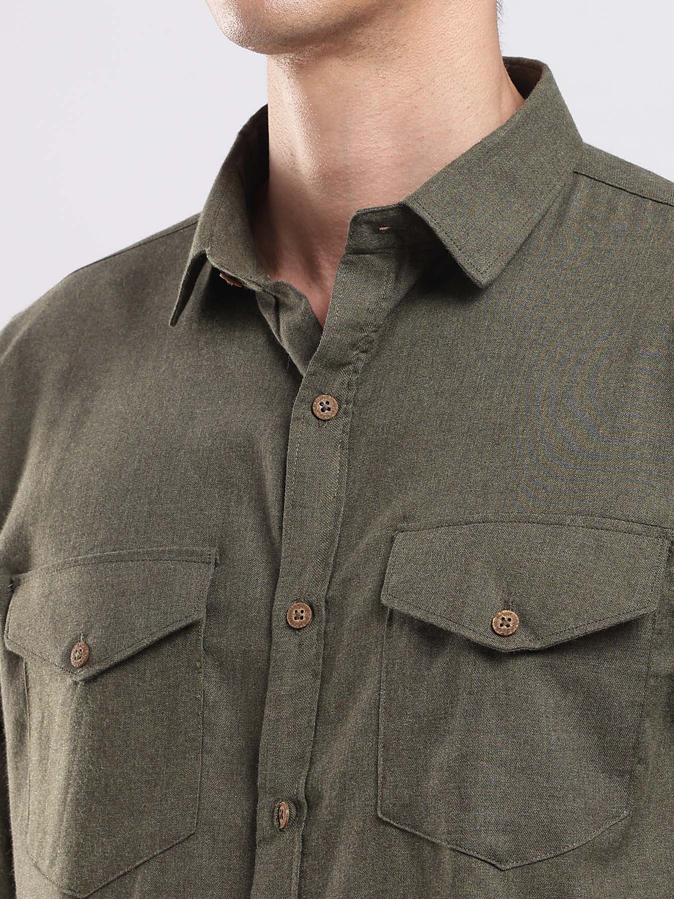 Olive Moss Utility Cotton Shirt