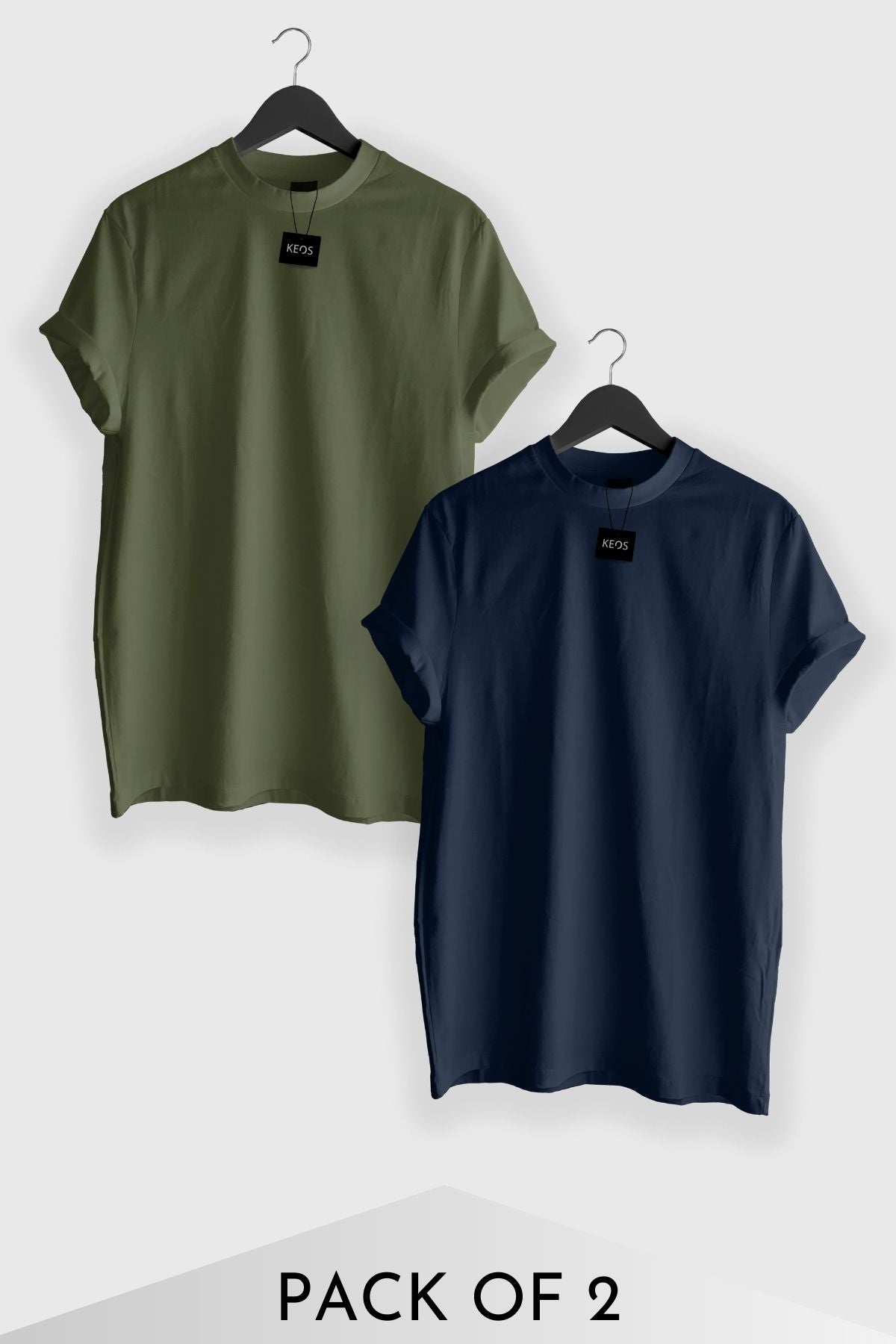 Basic Essentials T-shirts - Olive & Navy - Pack of 2 - keos.life