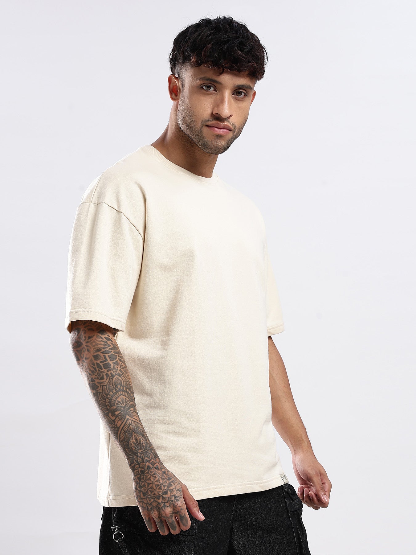 Premium Terry T-Shirt - Pastel Cream | Oversized Fit | 240 GSM