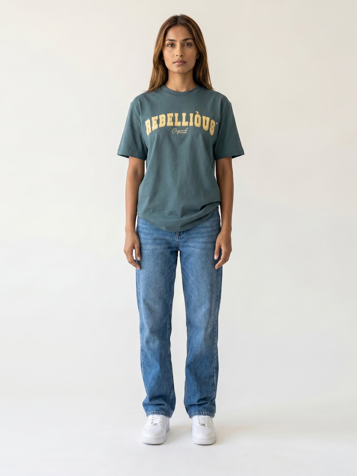 Unisex Green Cotton Typographic T-Shirt – “Rebellious” | Regular Fit