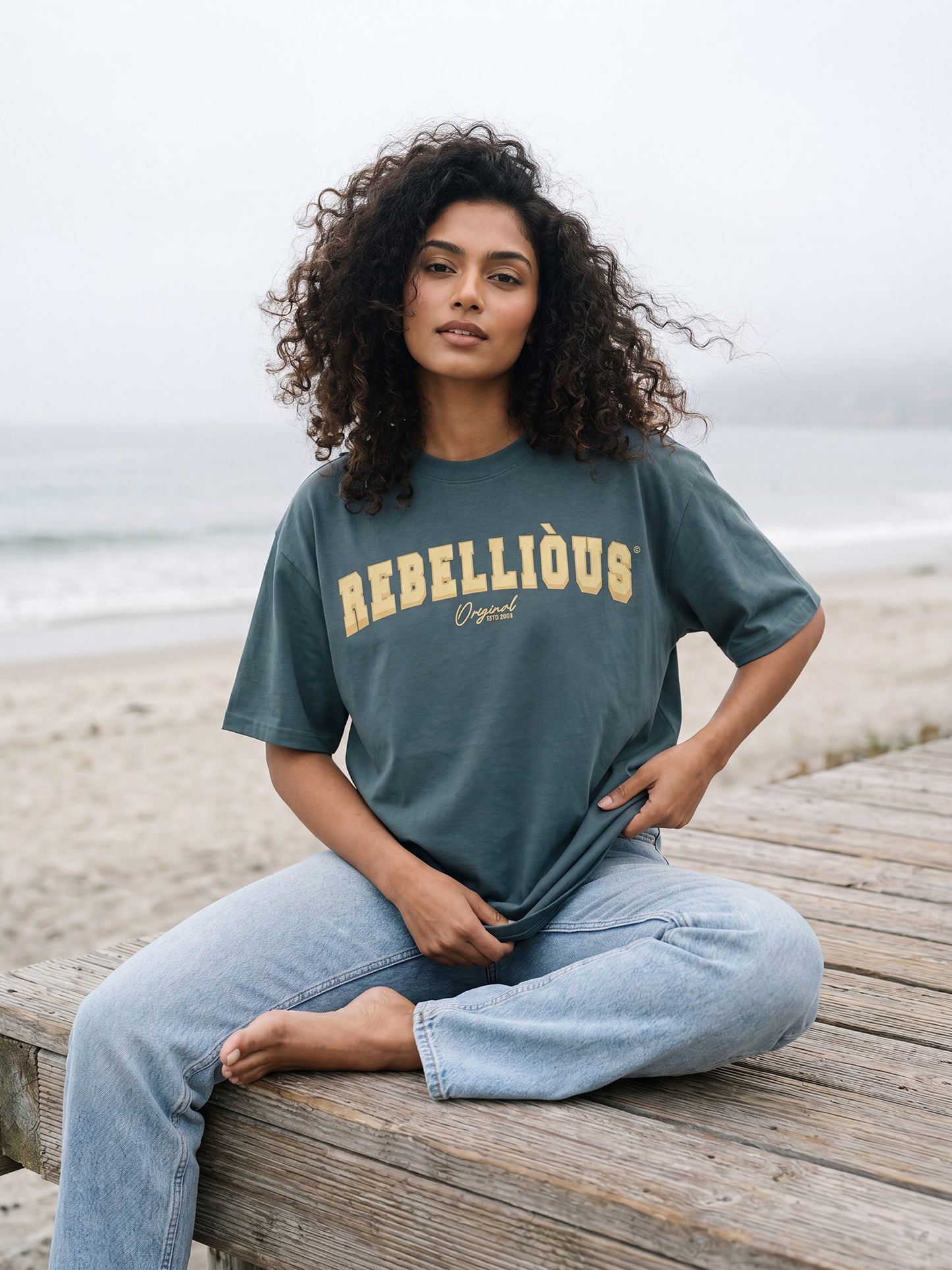 Unisex Green Cotton Typographic T-Shirt – “Rebellious” | Regular Fit