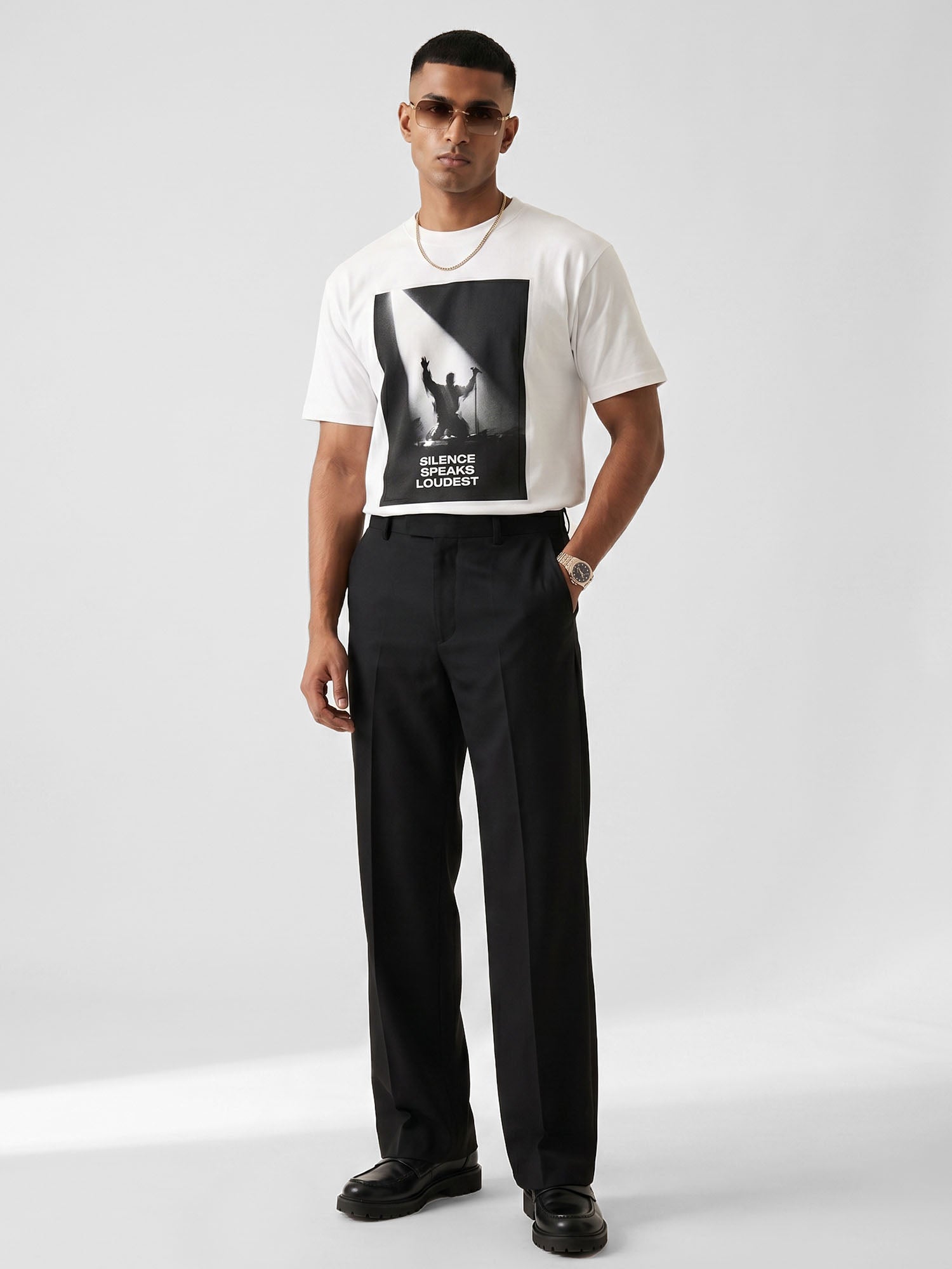 White cotton graphic t-shirt for men and women by Keos
