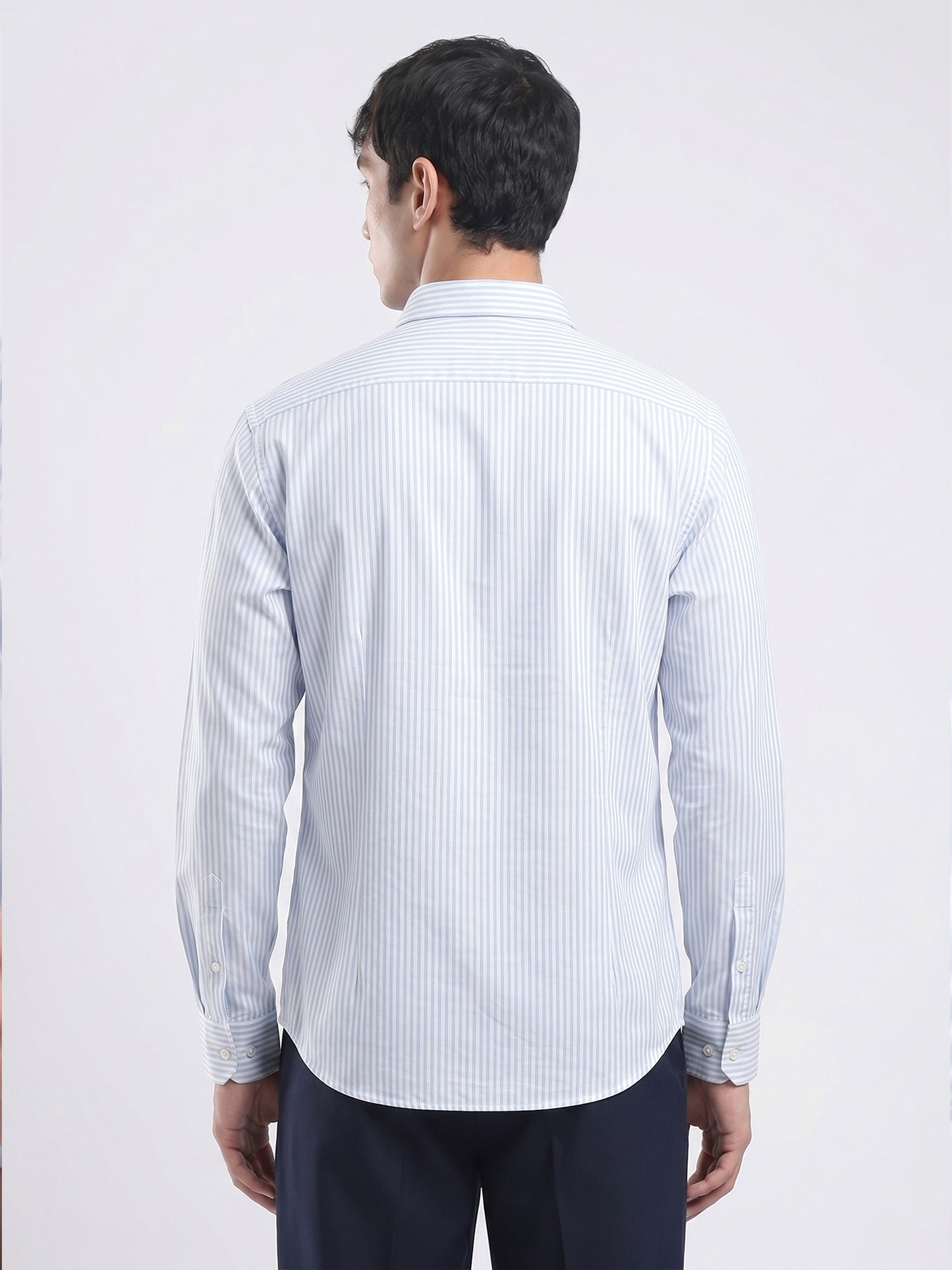 Men's Sky Blue Pinstripe Cotton Shirt