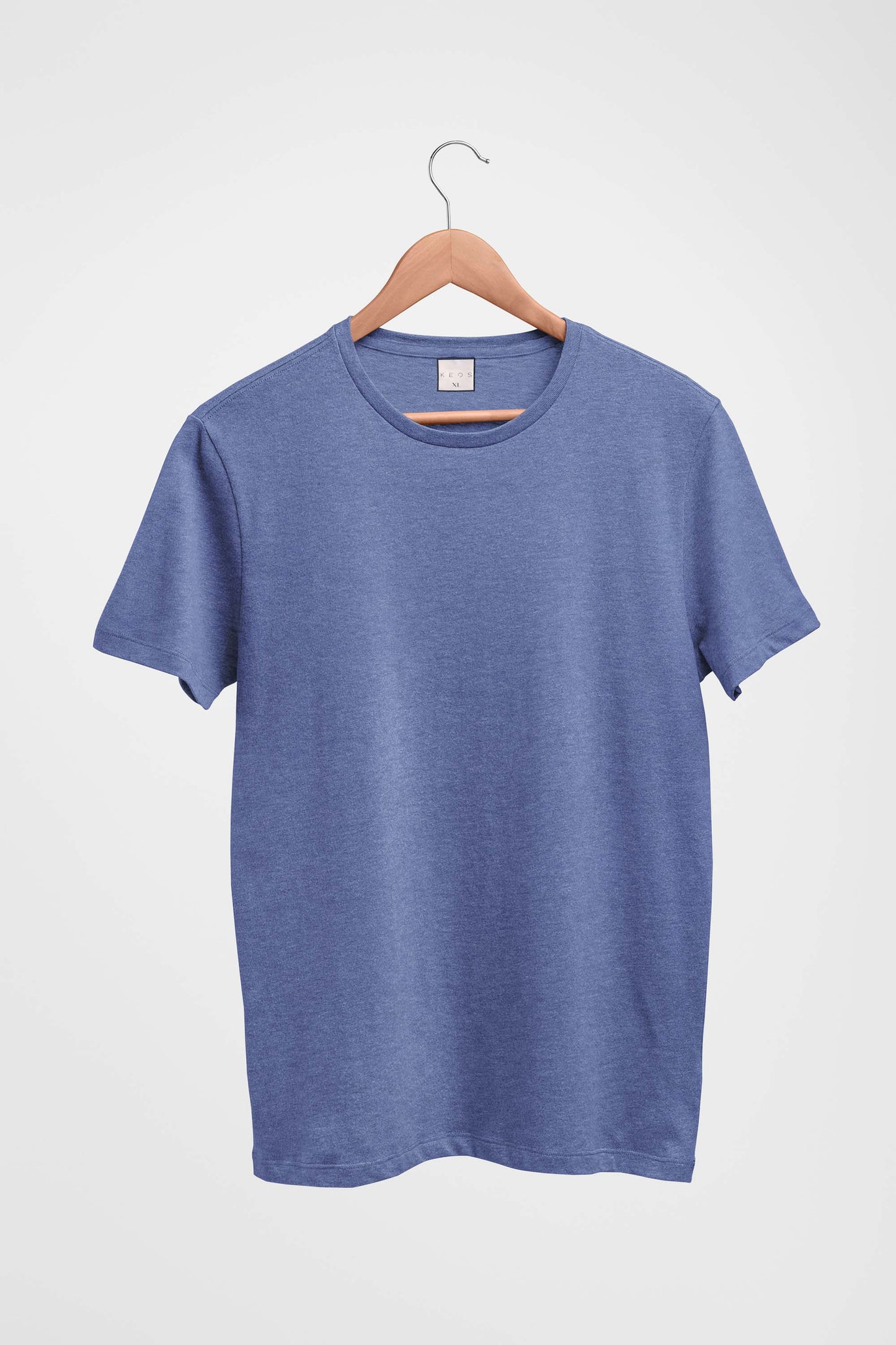 Basic Melange Cotton T-shirt - Sky