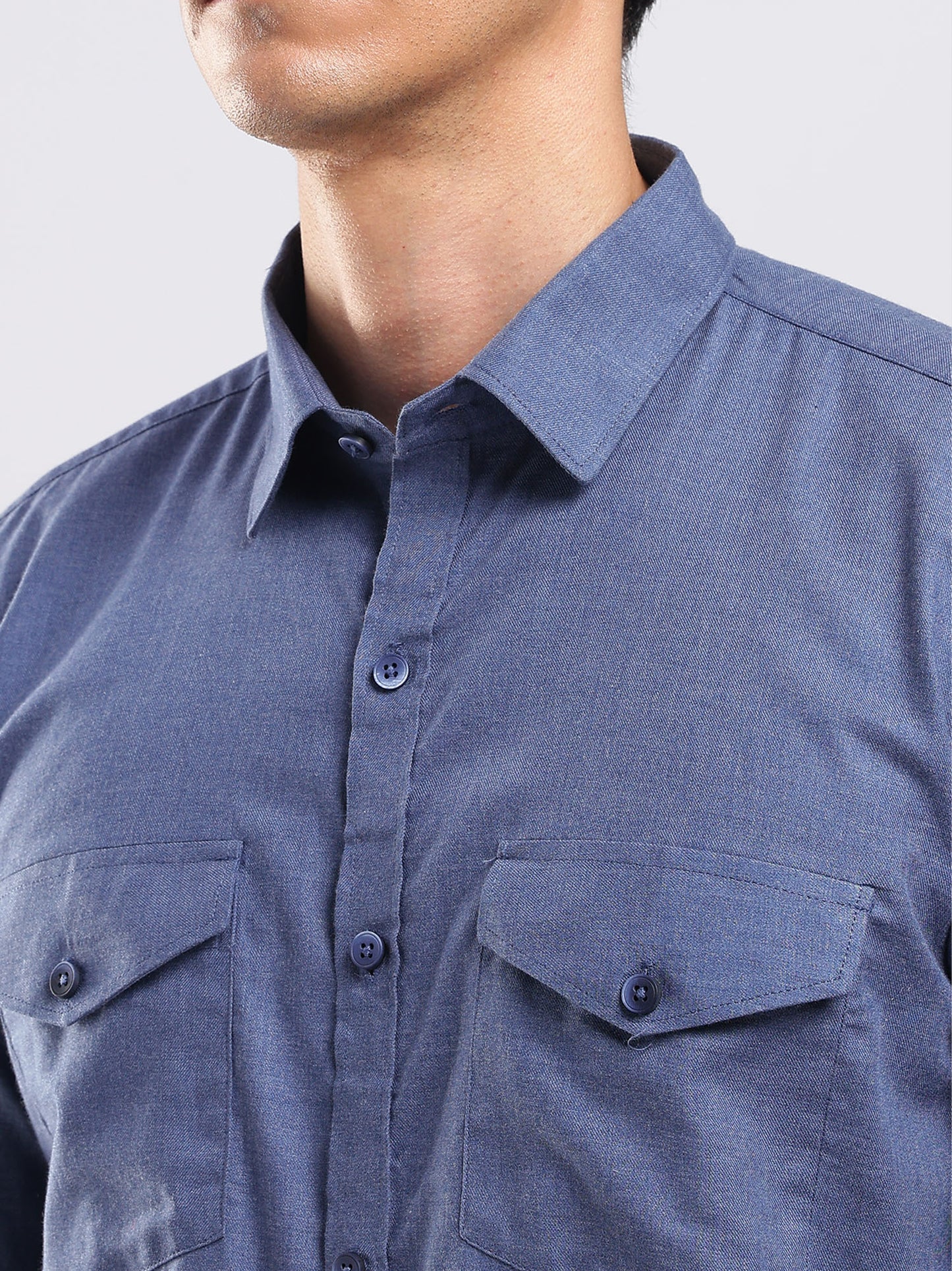 Steel Blue Utility Men's Cotton Melange Shirt