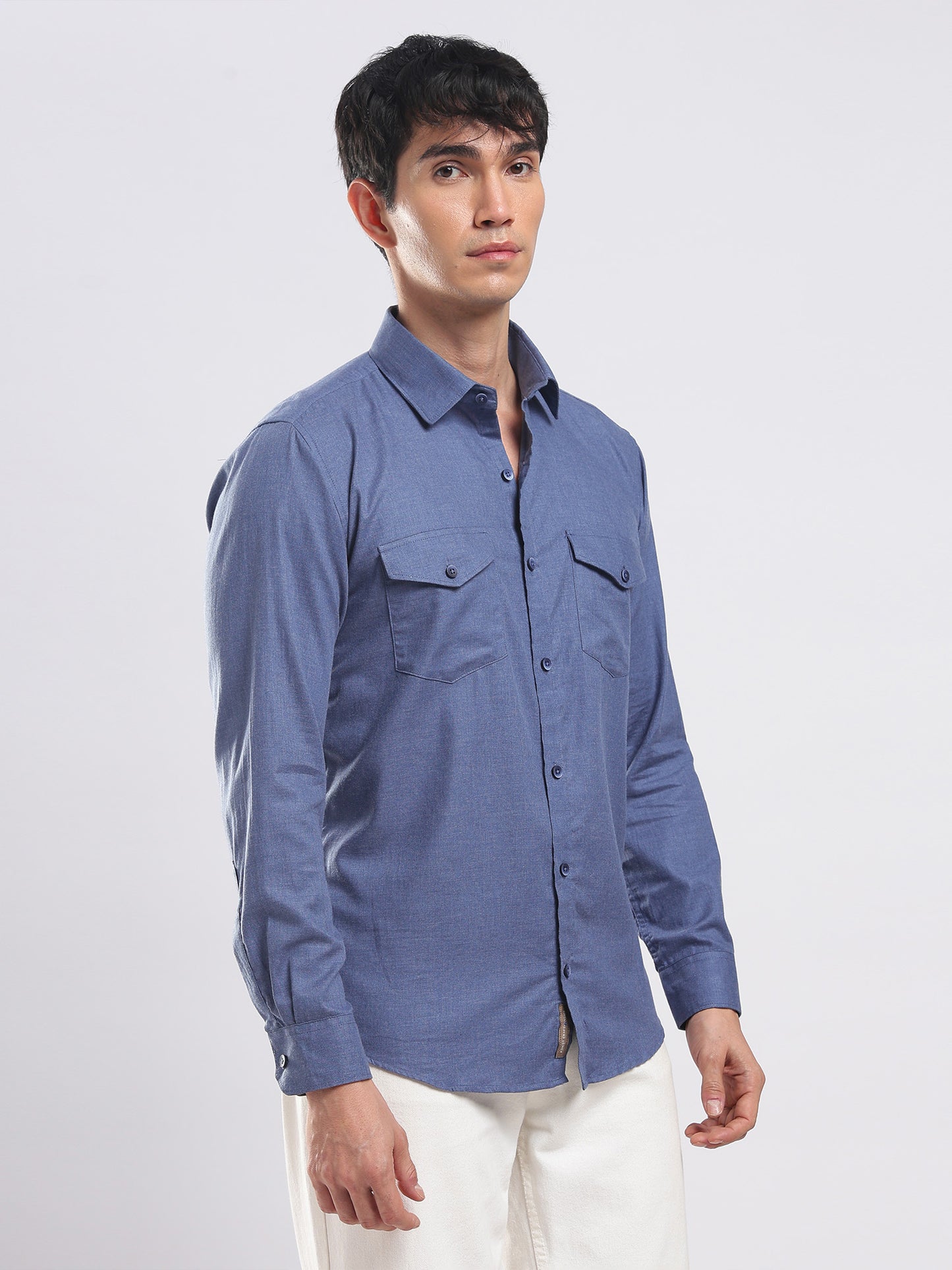 Steel Blue Utility Men's Cotton Melange Shirt