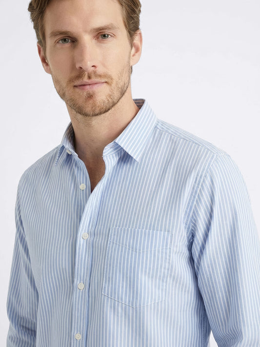 Sky Blue Pinstripe Cotton Shirt