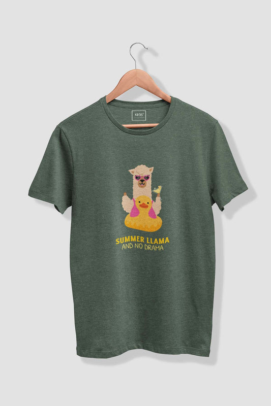 Llama Needs No Drama - Melange Cotton T-shirt - keos.life