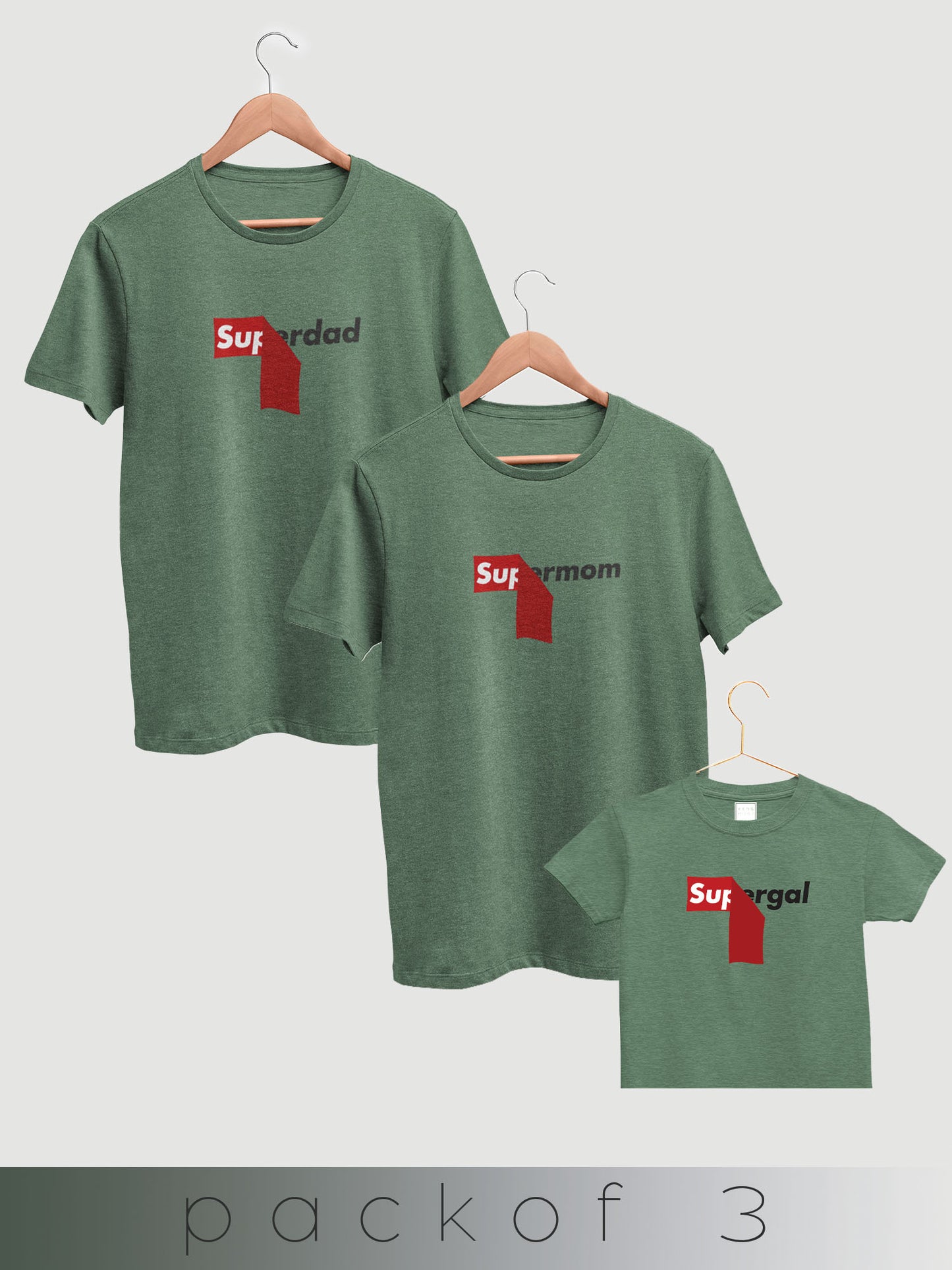 mini & Me Matching T-Shirts – “Super Gal's Family” (Pack of 3)