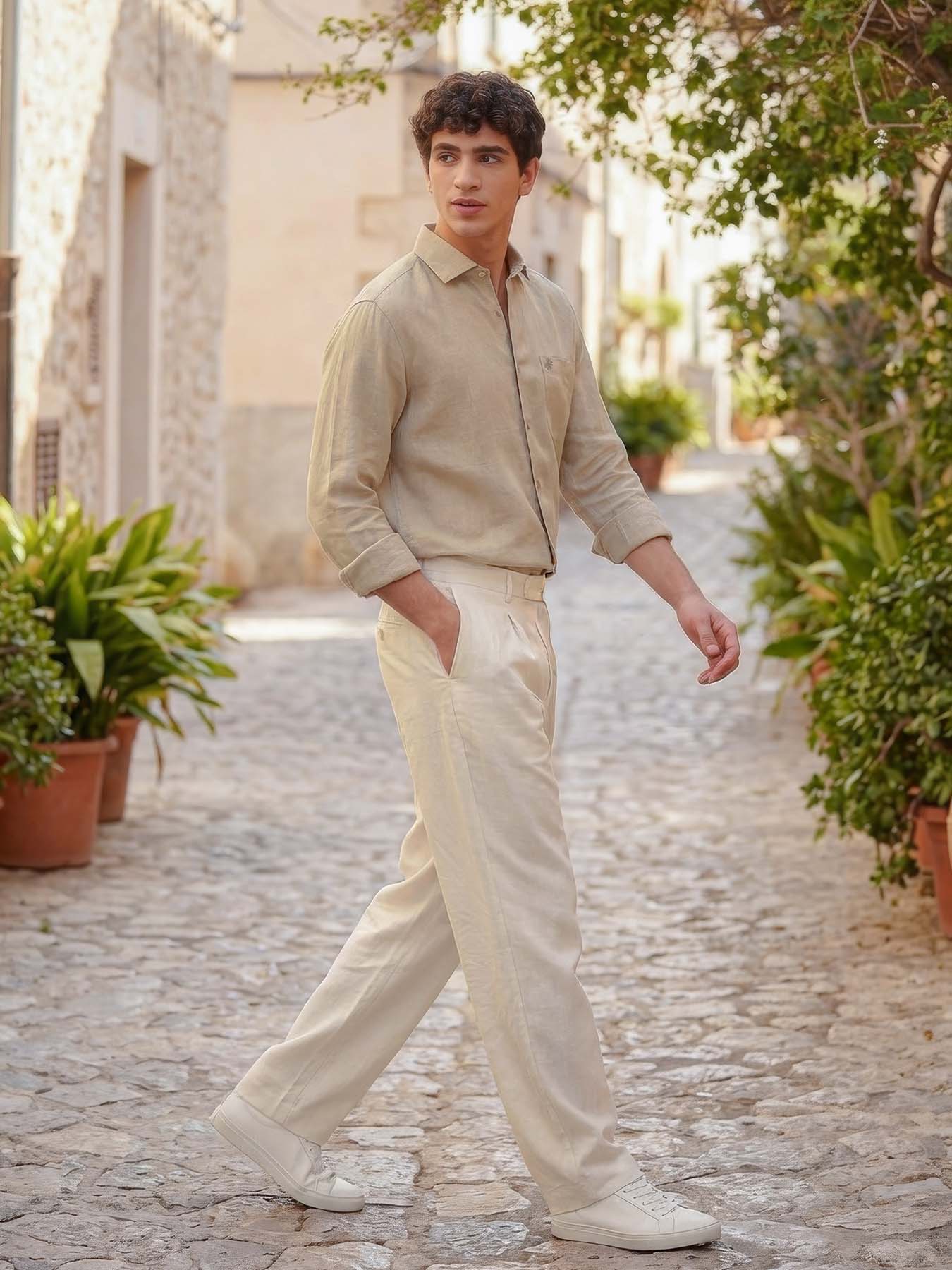 Desert Taupe European Linen Shirt
