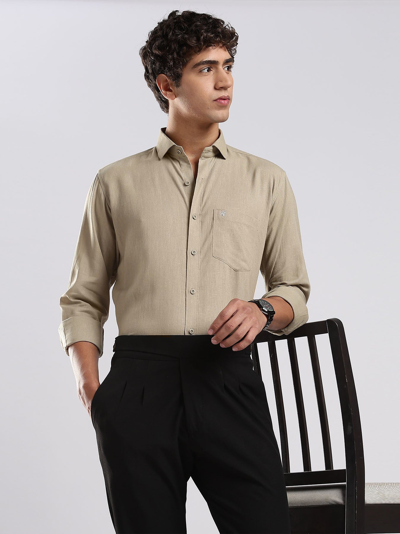 Desert Taupe European Linen Blended Shirt