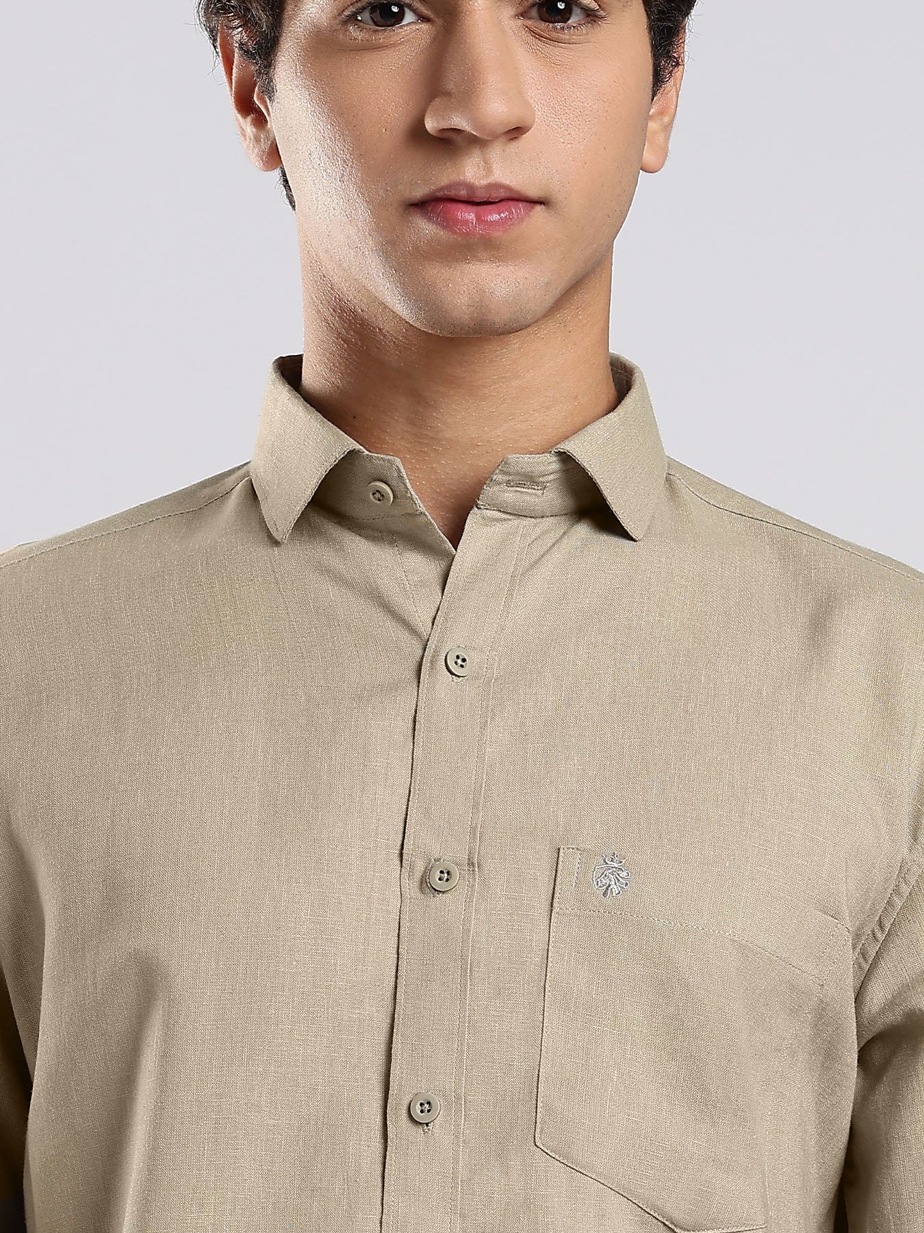 Desert Taupe European Linen Blended Shirt