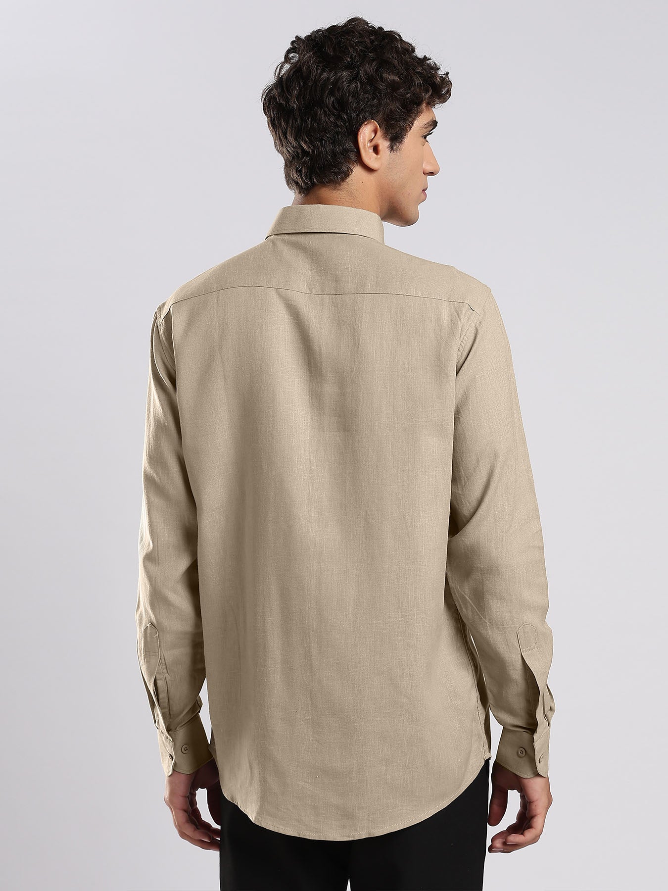 Desert Taupe European Linen Blended Shirt
