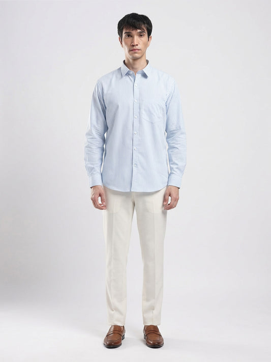 Sky Blue Pinstripe Cotton Shirt