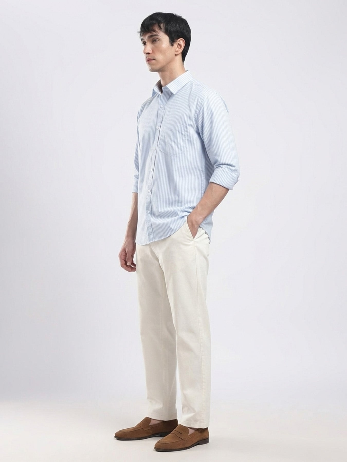 Sky Blue Pinstripe Cotton Shirt