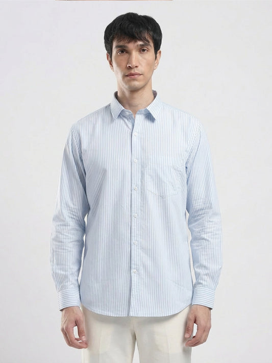 Sky Blue Pinstripe Cotton Shirt