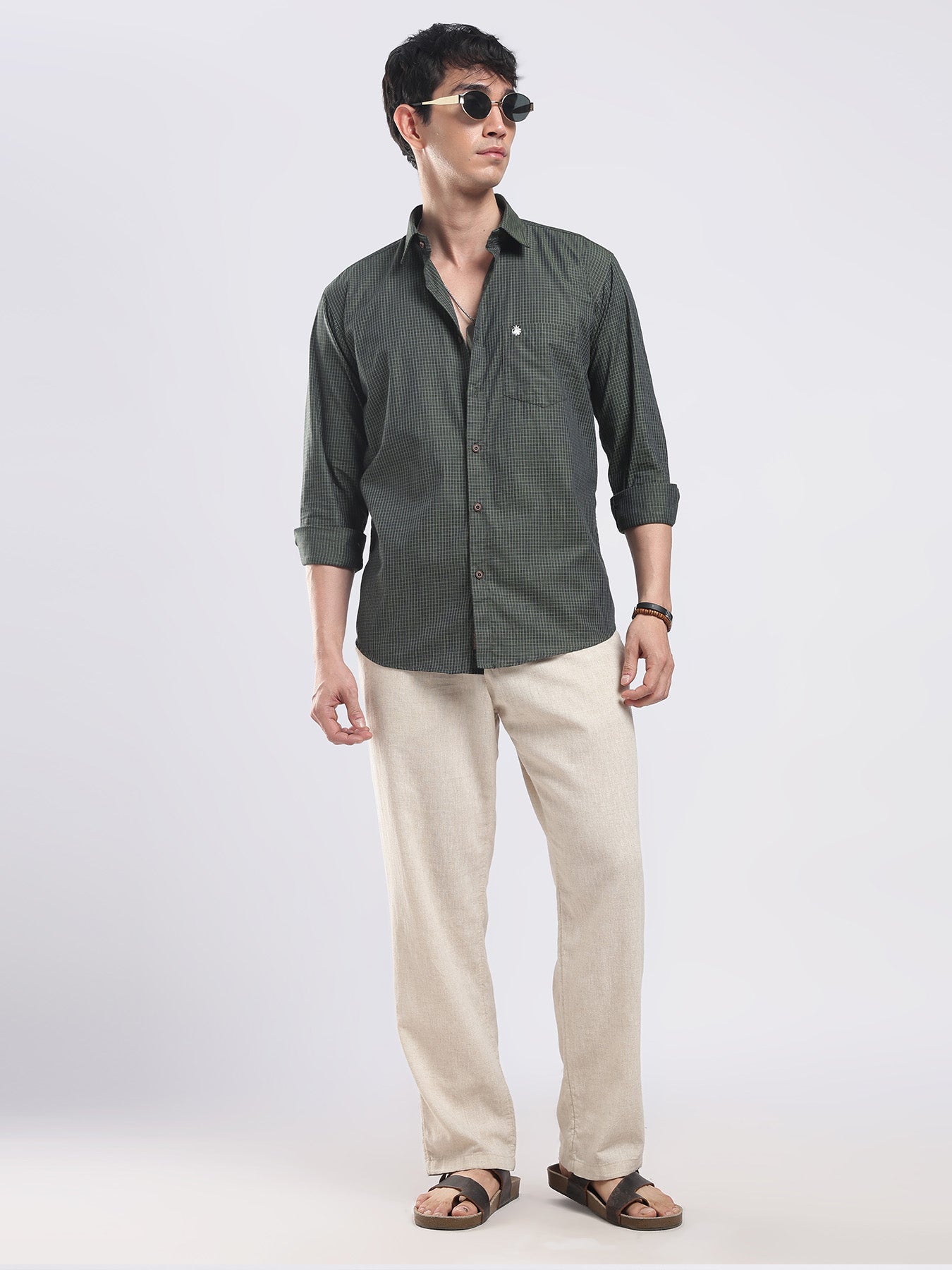 Verdant Grid Cotton Shirt