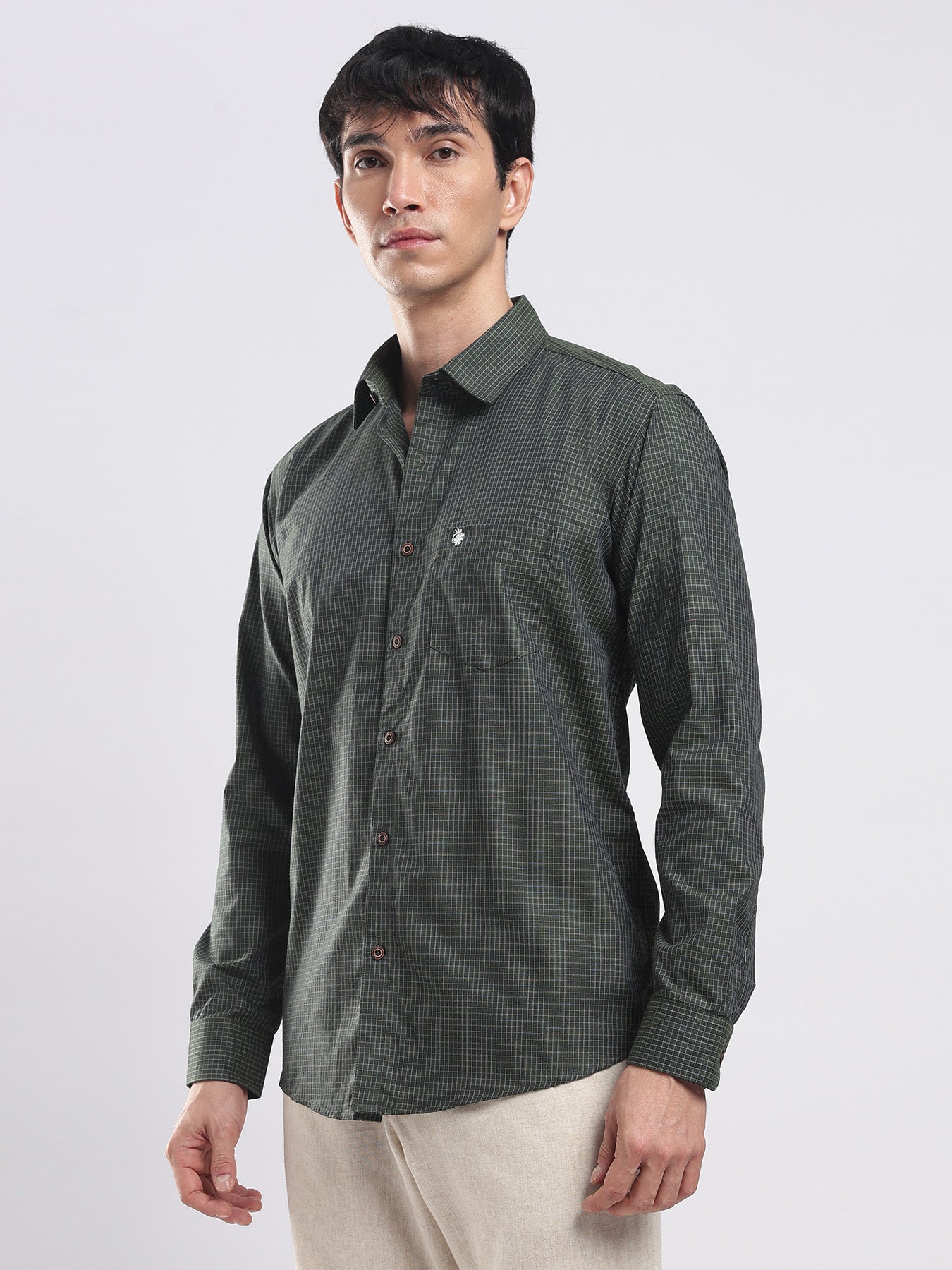 Verdant Grid Cotton Shirt