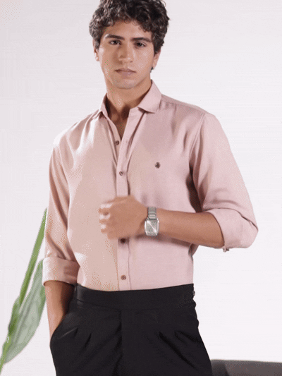 Mauve Pink Cotton Blended Casual Shirt