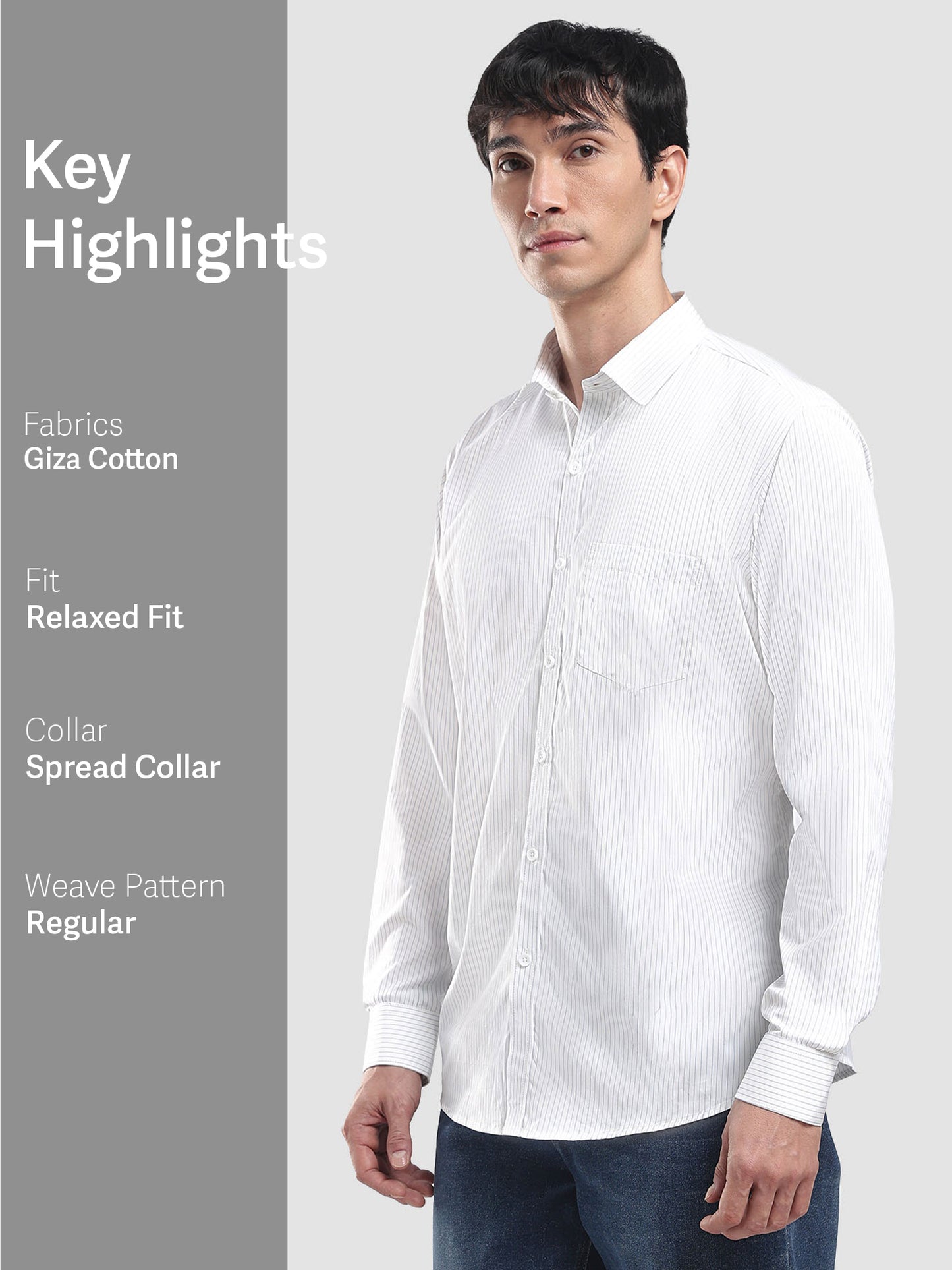 Men's White & Blue Pinstripe Cotton Shirt