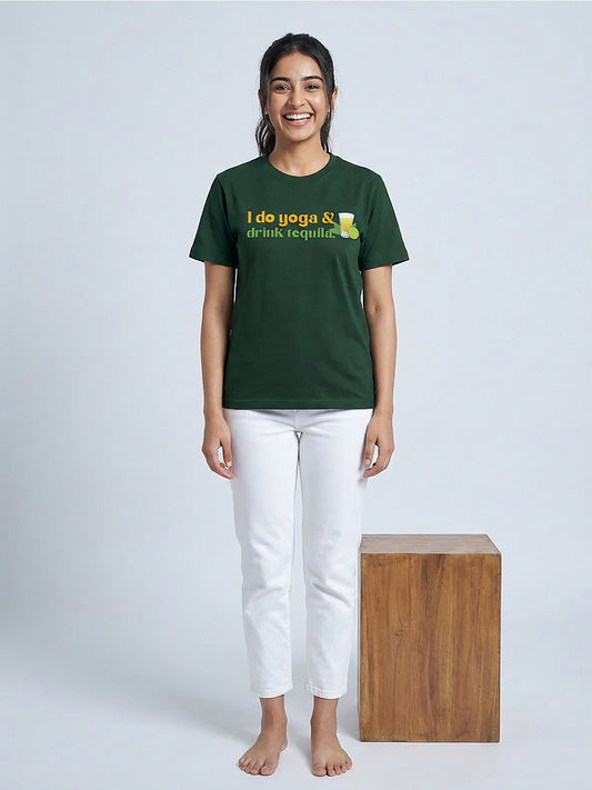 Organic Cotton Graphic T-Shirt – Do Yoga & Tequila | Regular Fit