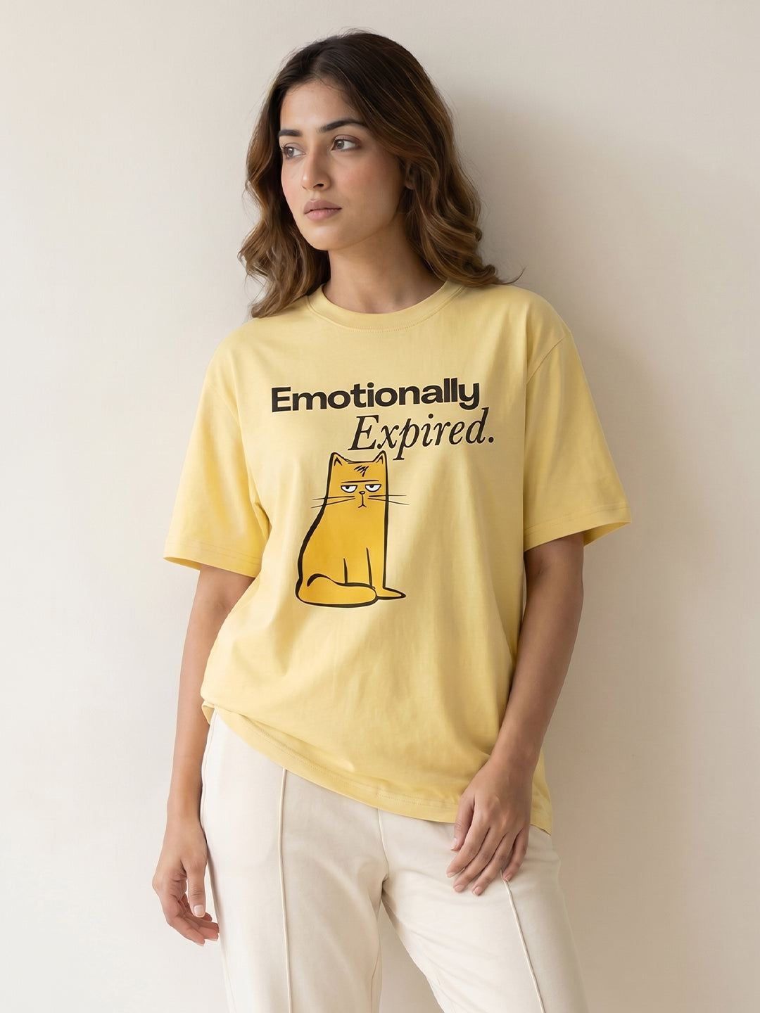 Unisex Black Cotton Graphic T-Shirt – “Emotionally Expired” | Regular Fit