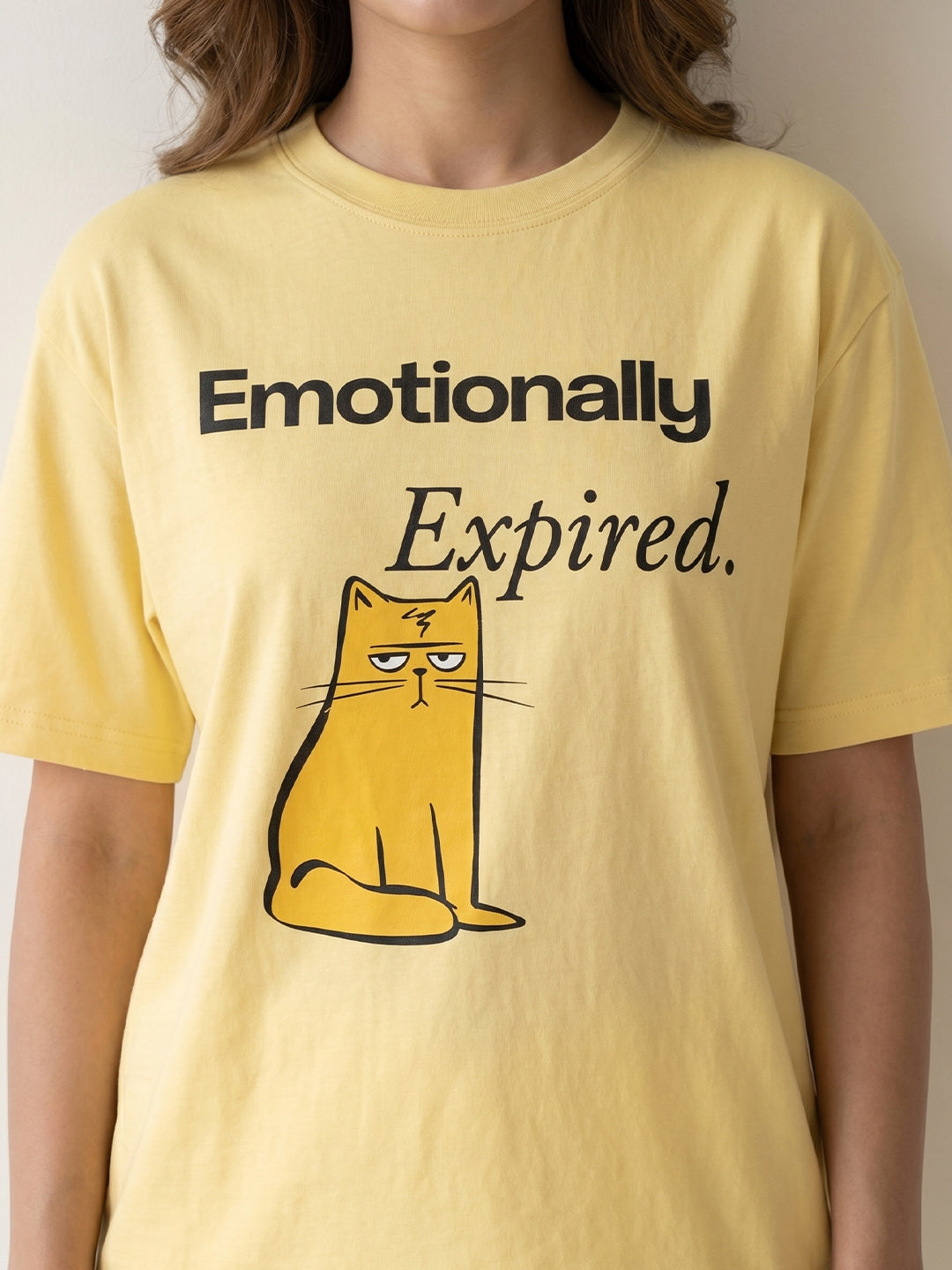 Unisex Black Cotton Graphic T-Shirt – “Emotionally Expired” | Regular Fit