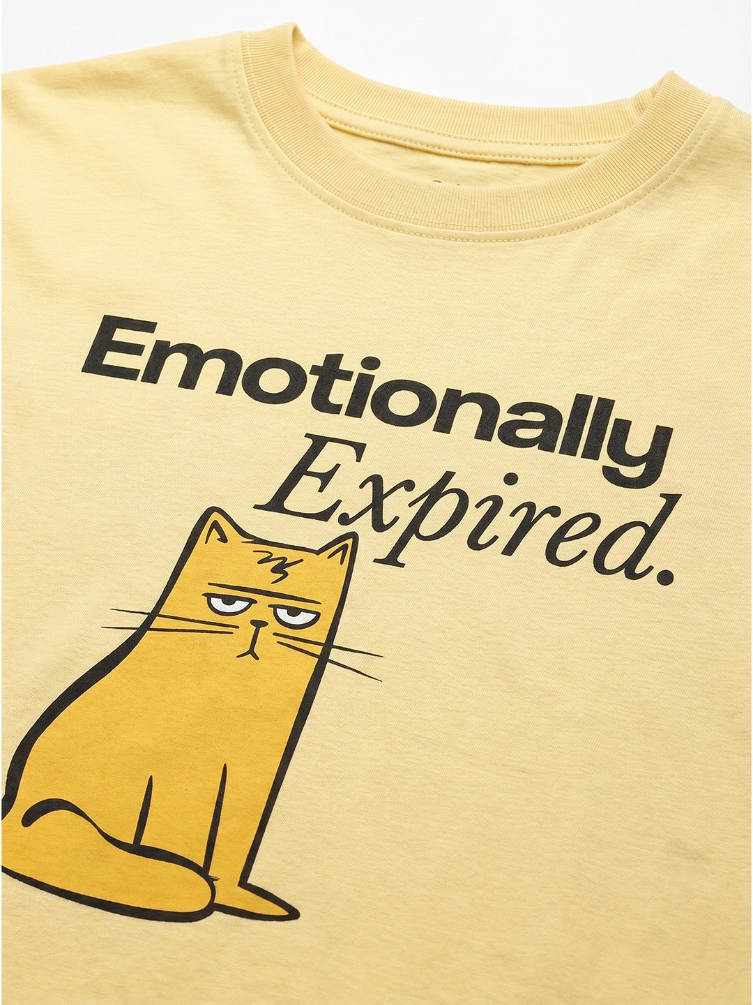Unisex Black Cotton Graphic T-Shirt – “Emotionally Expired” | Regular Fit