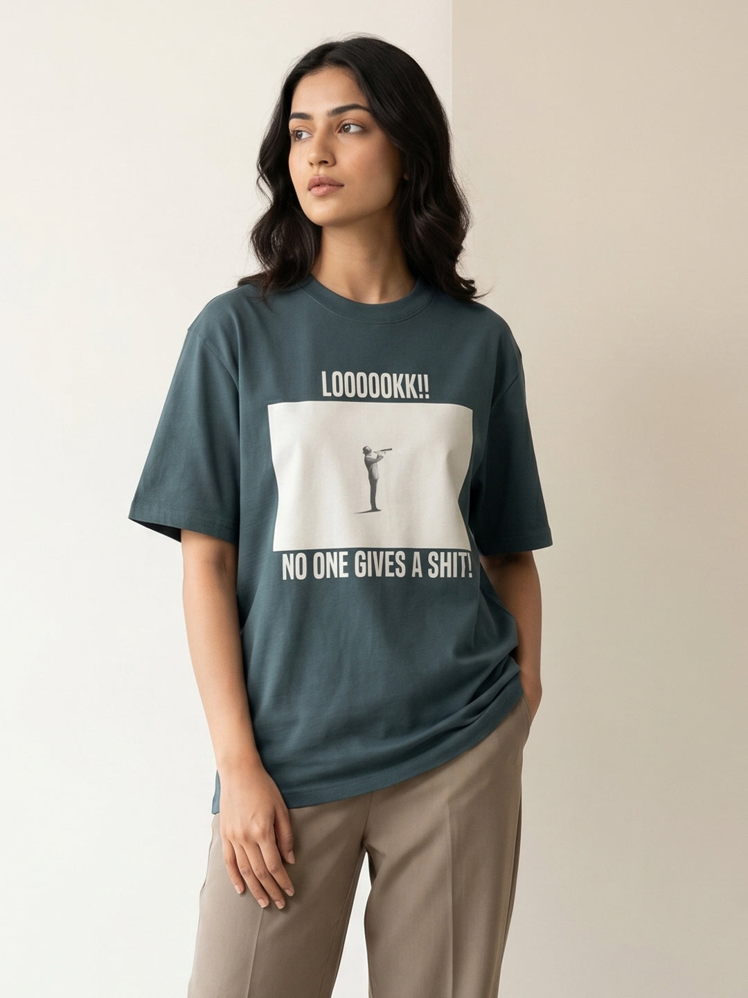 Unisex Black Cotton Graphic T-Shirt – “No one gives a shit” | Regular Fit