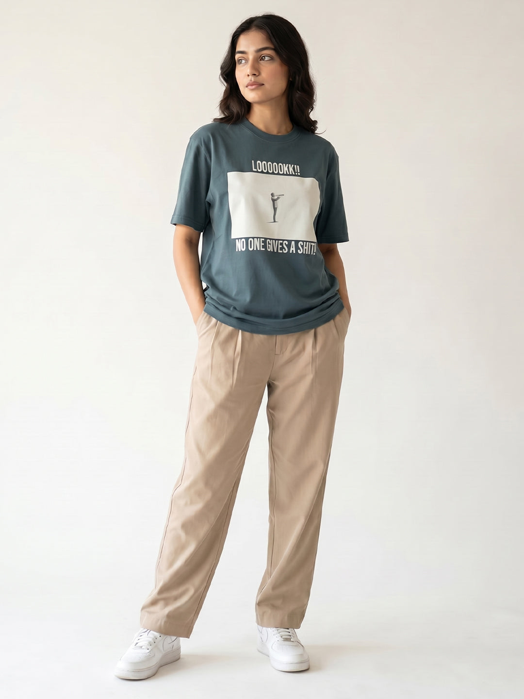 Unisex Black Cotton Graphic T-Shirt – “No one gives a shit” | Regular Fit