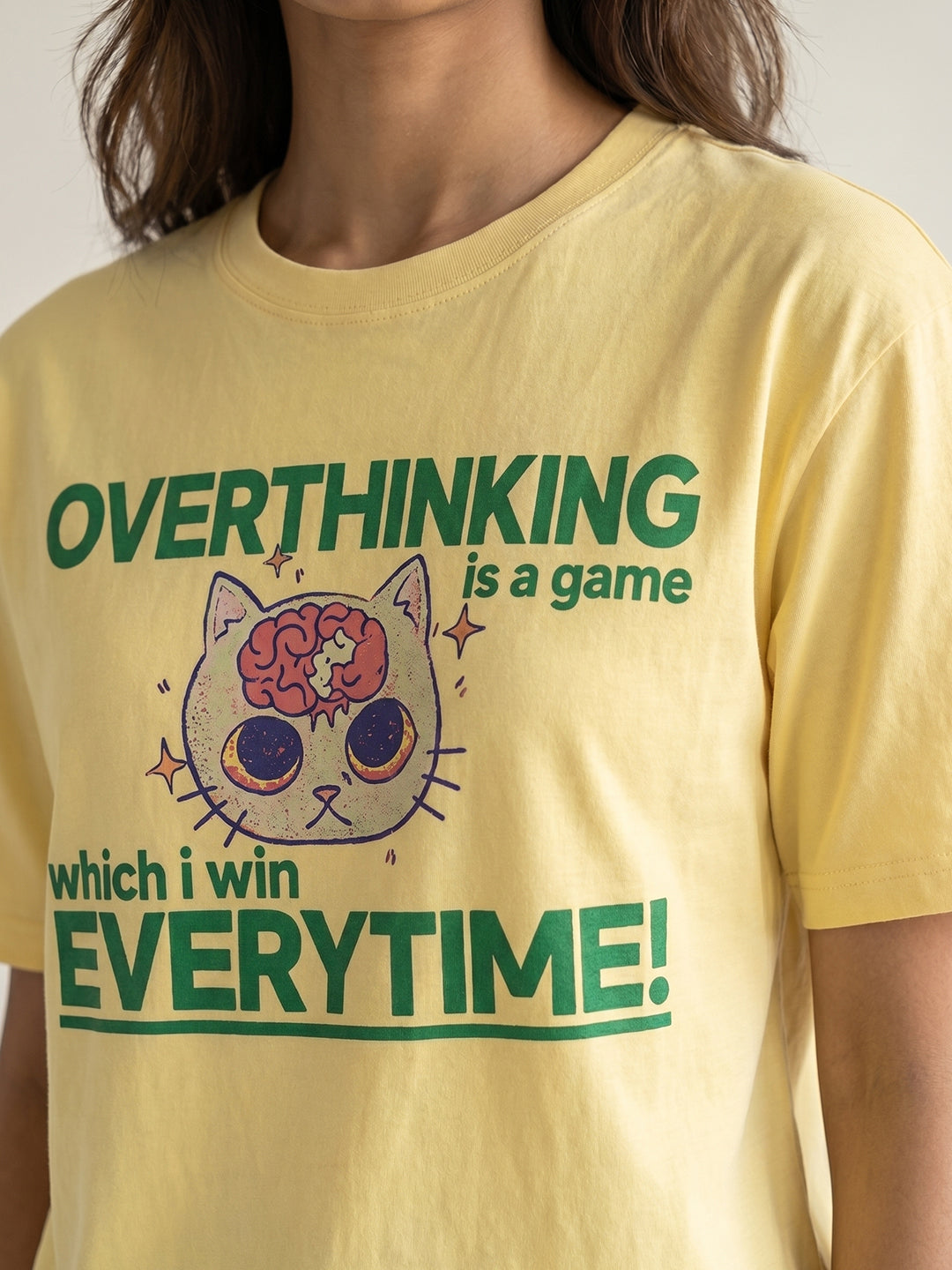 overthinking cotton graphic tee by keos