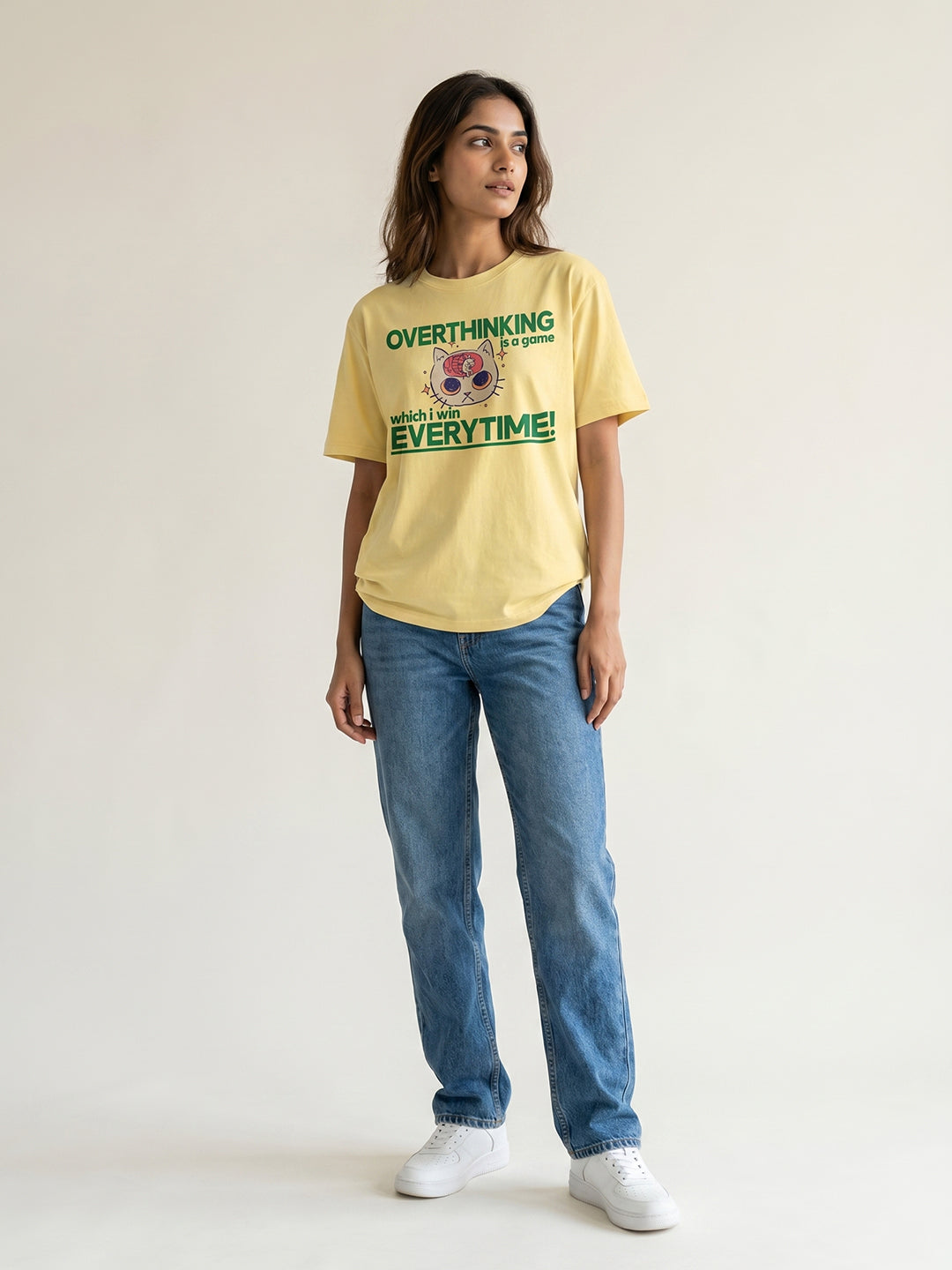 Womens Overthinking cotton graphic tee by keos