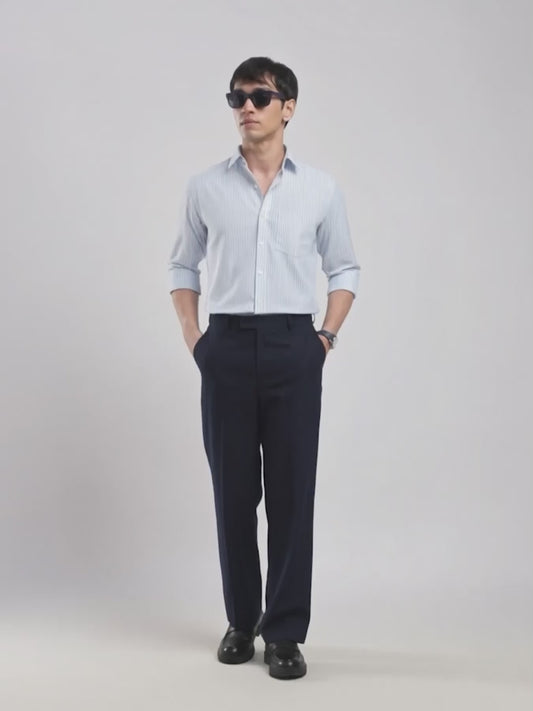 Men's Sky Blue Pinstripe Cotton Shirt