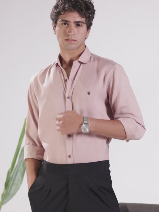 Mauve Pink Cotton Blended Casual Shirt