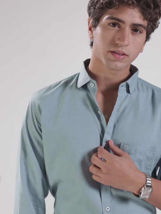 Misty Blue European Linen Shirt