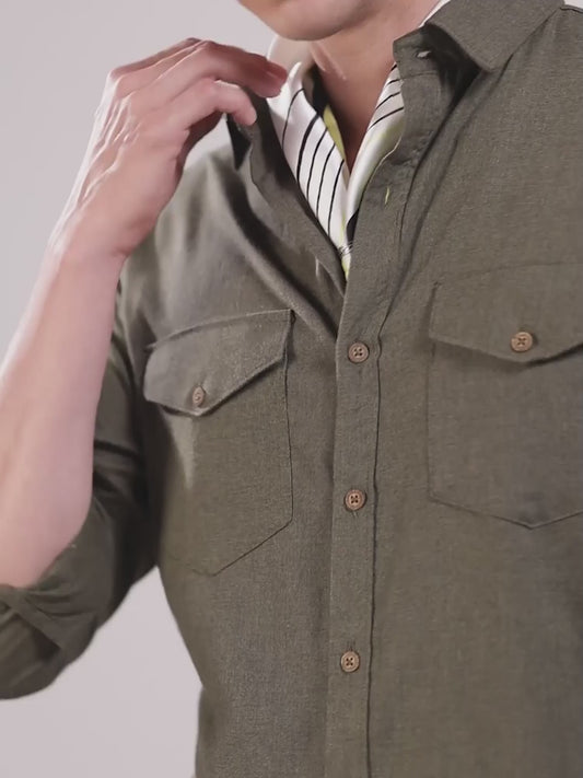 Olive Moss Utility Melange Shirt