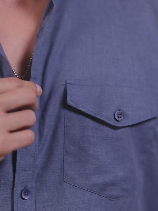Steel Blue Utility Melange Shirt