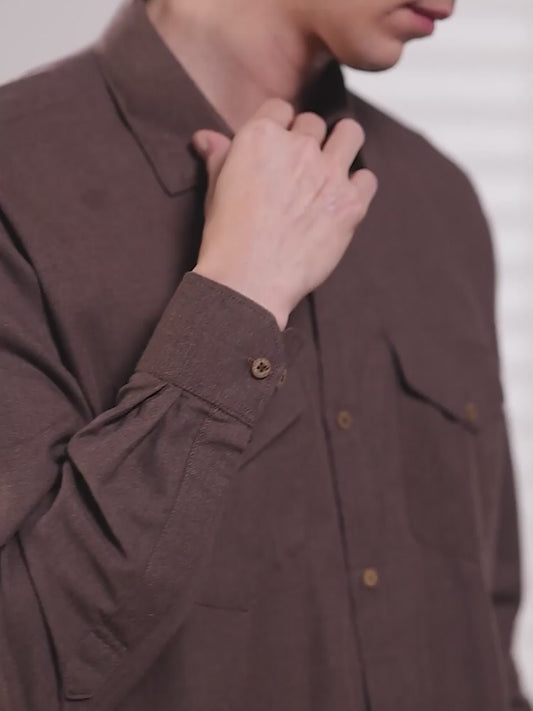 Cocoa Brown Utility Melange Shirt
