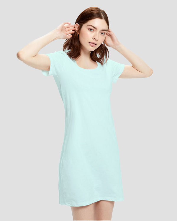 Organic Cotton T-Shirt Dress - Aqua - keos.life