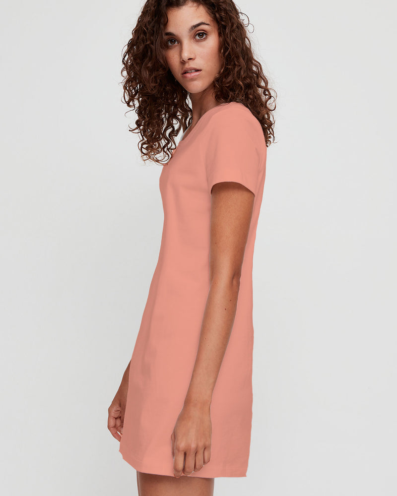 Organic Cotton T-Shirt Dress - Coral - keos.life