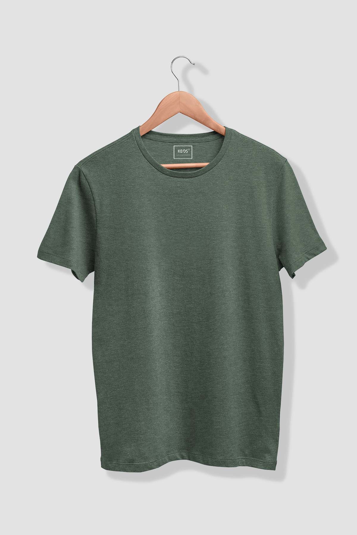 Basic Melange Cotton T-shirt - Green - keos.life