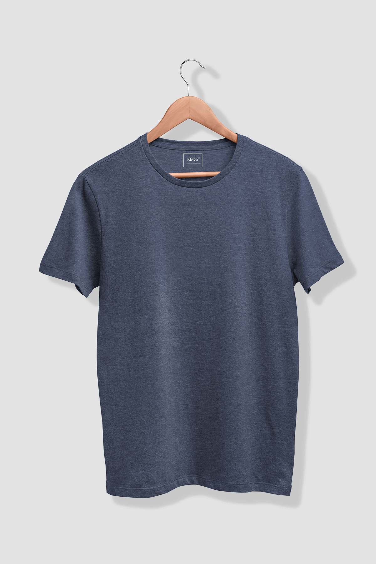 Basic Melange Cotton T-shirt - Navy - keos.life