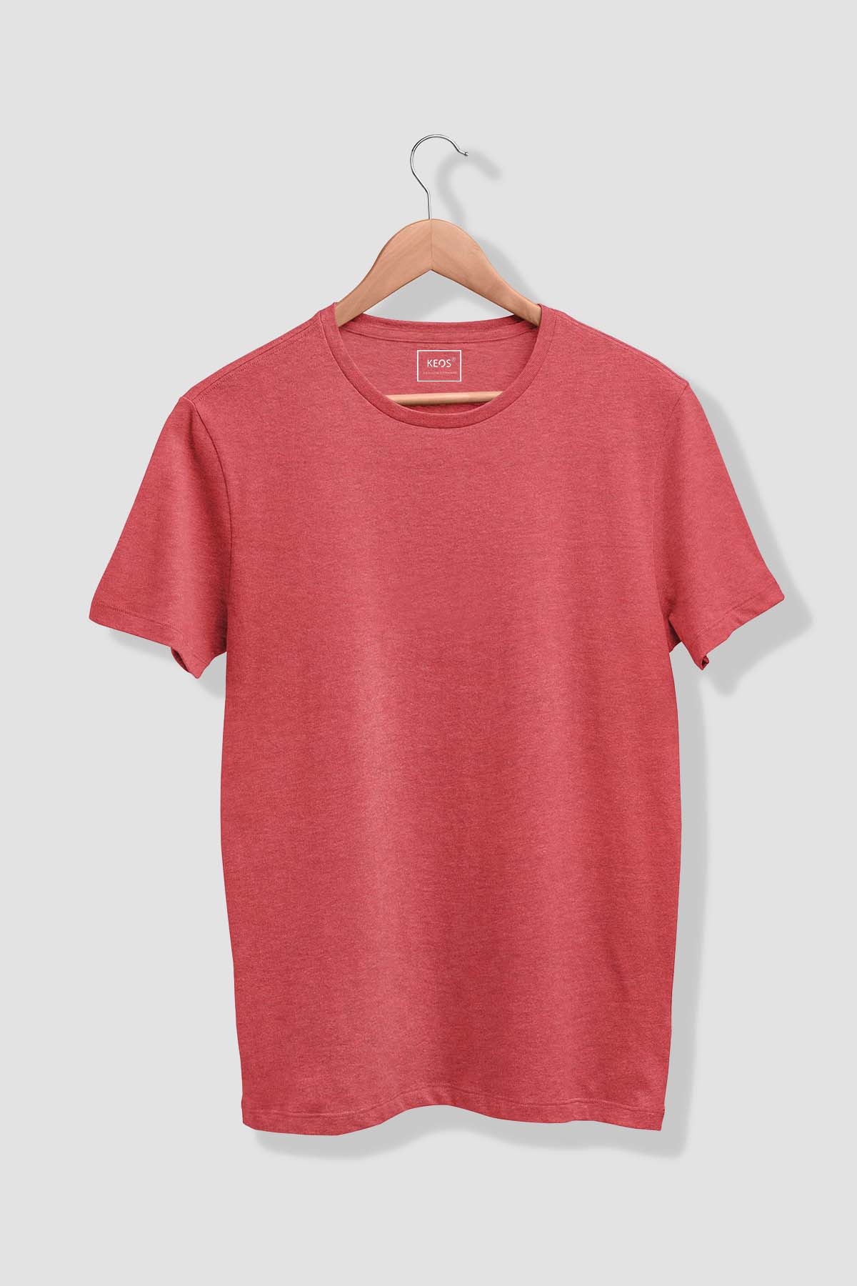 Basic Melange Cotton T-shirt - Salmon - keos.life
