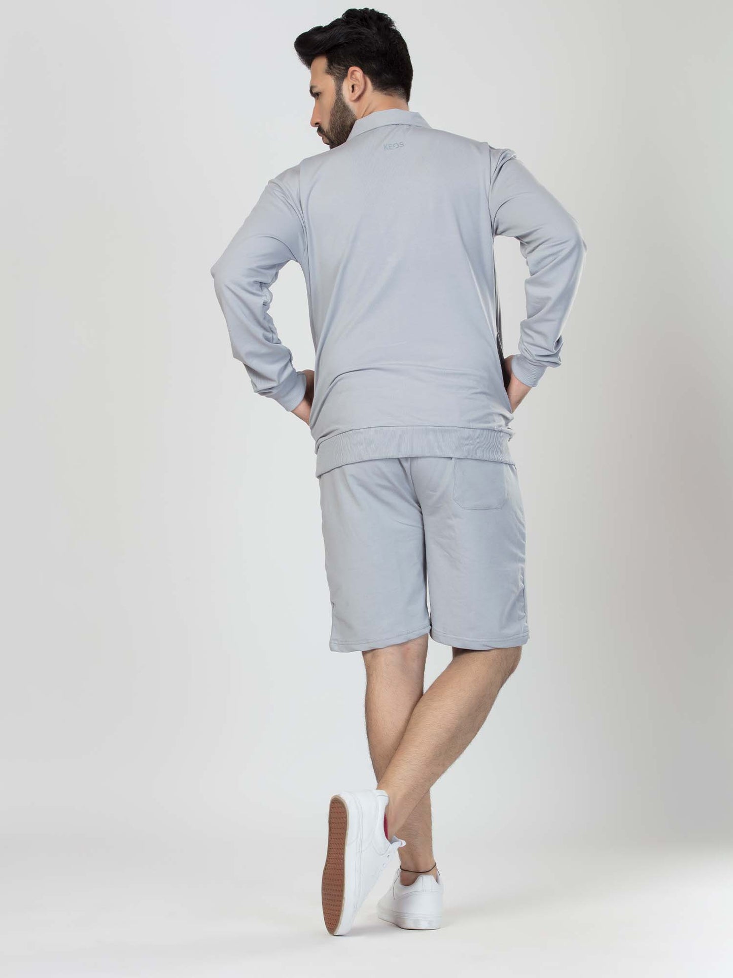 Zipper Sweatshirt Co-ord Set - Light Grey - keos.life