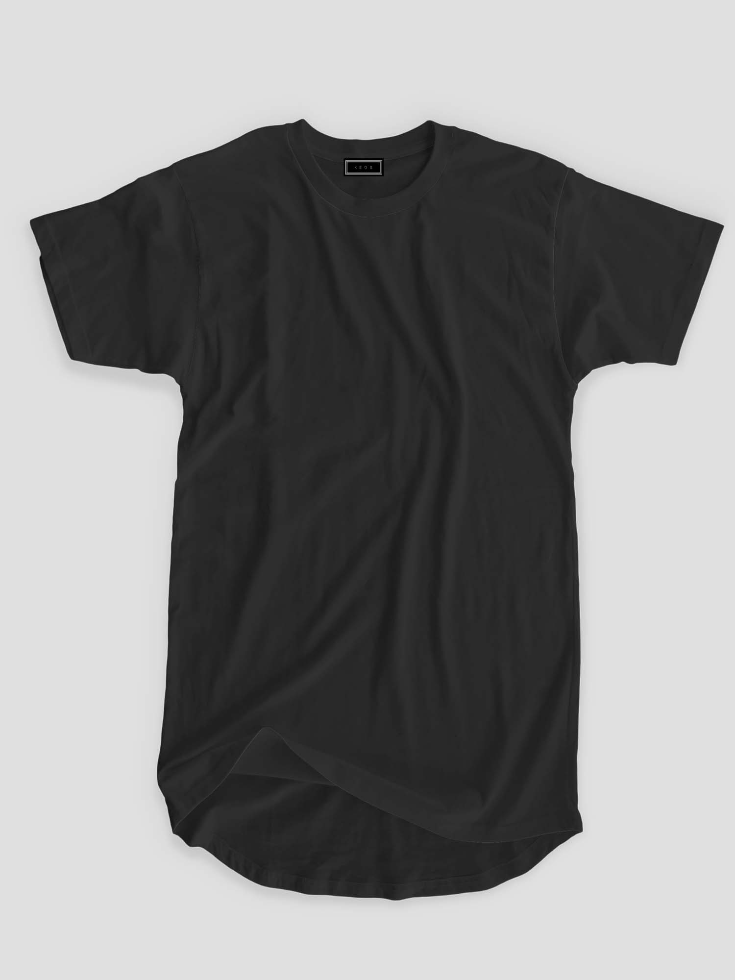 Longline Organic Cotton Essential T-shirt - Black - keos.life
