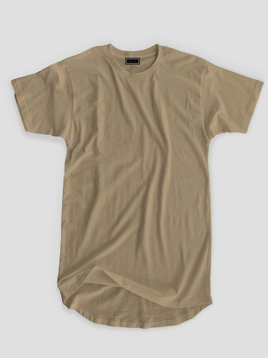 Longline Organic Cotton Essential T-shirt - Sand - keos.life