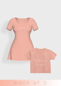 mini & Me Mama's Heart - Coral - Pack of 2 - keos.life
