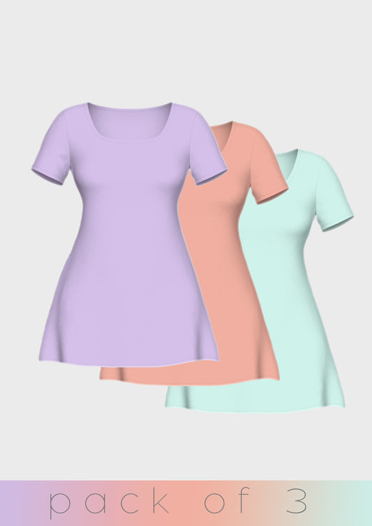 Summer Crush Organic Cotton T-Shirt Dresses - Pack of 3 - keos.life